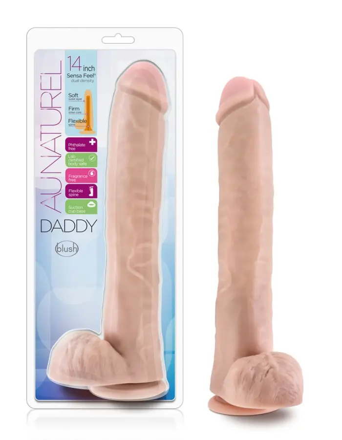 Au Naturel - Daddy - 14 Inch Sensa Feel Dual Density Dildo - Vanilla