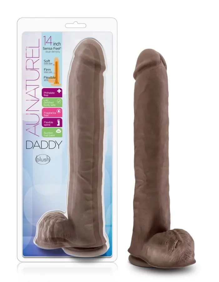 Au Naturel - Daddy - 14 Inch Sensa Feel Dual Density Dildo - Chocolate
