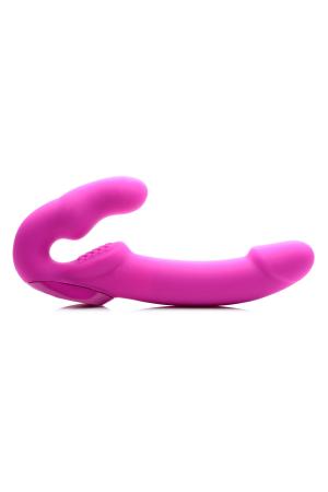 Evoke Rechargeable Vibrating Silicone Strapless Strap on - Pink