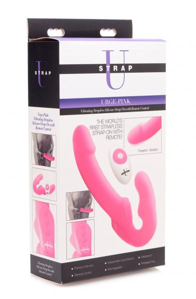 Urge Silicone Strapless Strap on With Remote - Pink