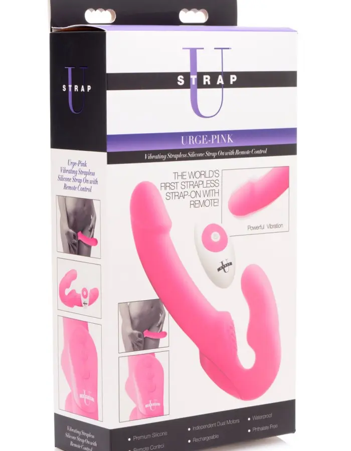 Urge Silicone Strapless Strap on With Remote - Pink