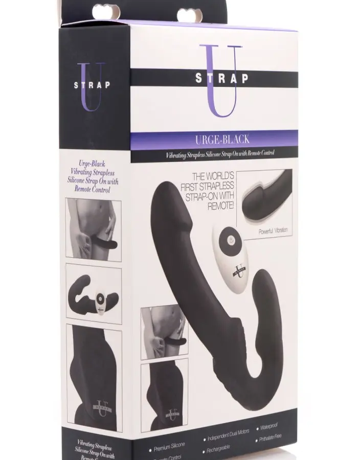 Urge Silicone Strapless Strap on With Remote - Black