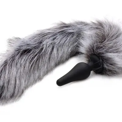 Grey Wolf Tail Anal Plug and Ears Set