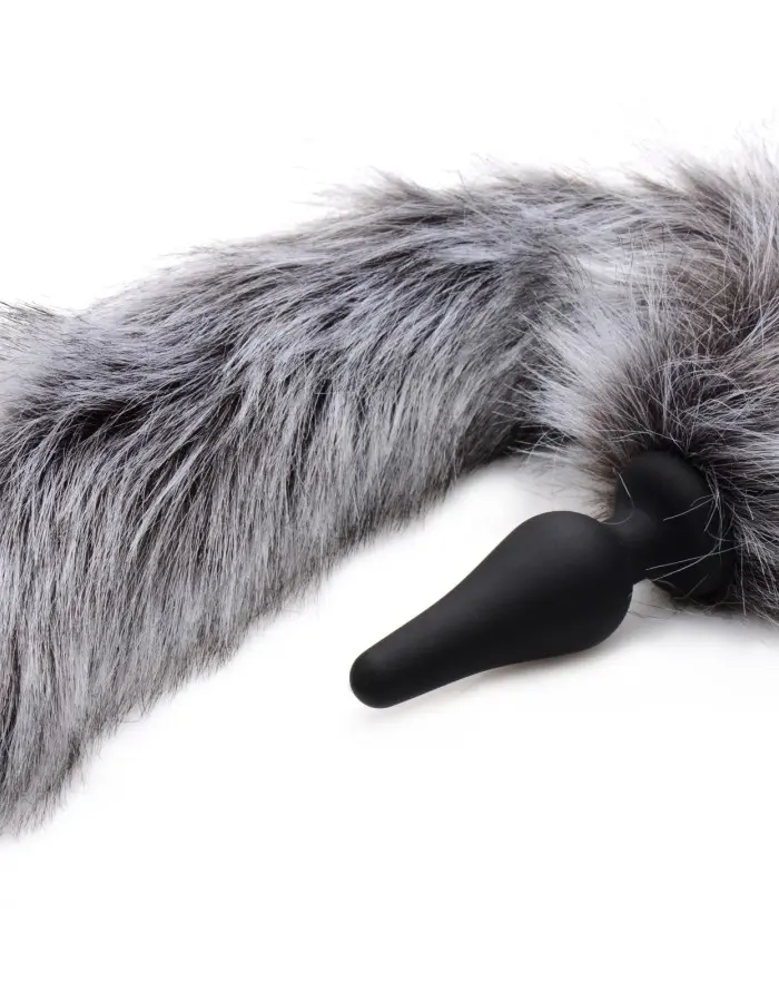 Grey Wolf Tail Anal Plug and Ears Set