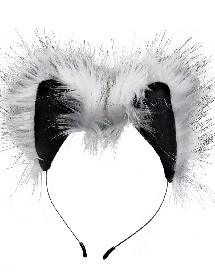 Grey Wolf Tail Anal Plug and Ears Set