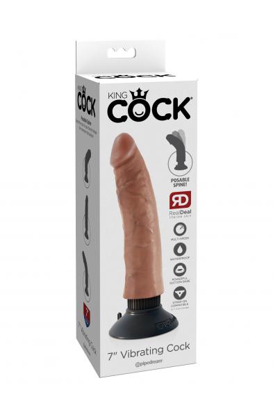 King Cock 7 Inch Vibrating Cock - Tan