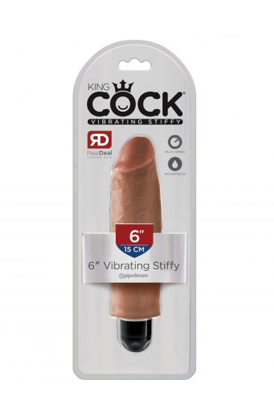 King Cock 6 Inch Vibrating Stiffy - Tan