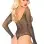 Rhinestone Snap Crotch Bodysuit - One Size - Black