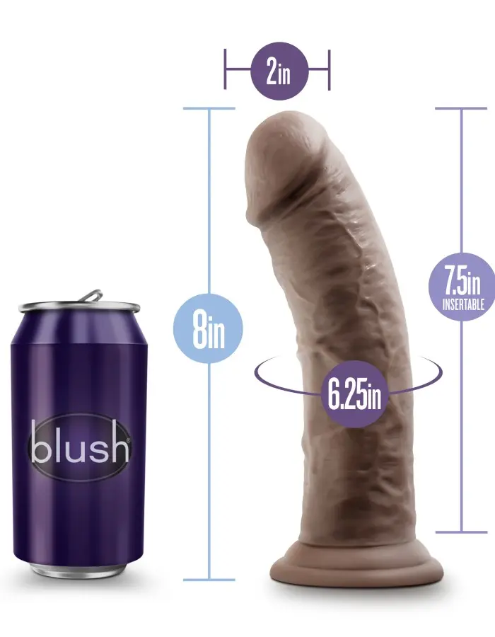 Au Naturel - 8 Inch Dildo With Suction Cup - Chocolate
