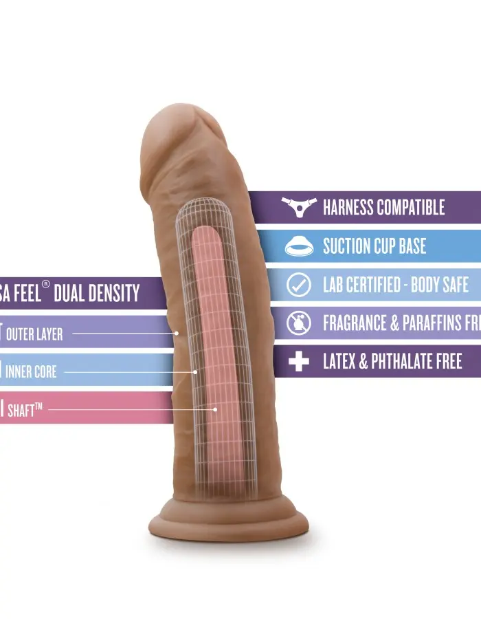Au Naturel - 8 Inch Dildo With Suction Cup - Mocha