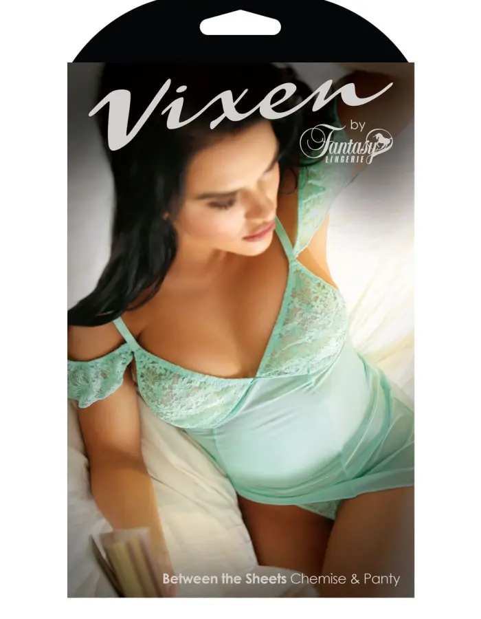 Between the Sheets Chemise and Panty - One Size - Aqua