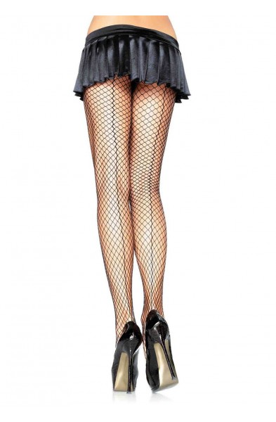 Spandex Industrial Net Backseam Pantyhose - One  Size - Black