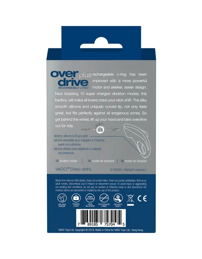 Over Drive Plus Rechargeable Cock Ring - Blue