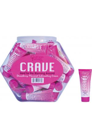 Crave Warming Lubricating Cream Strawberry Flavored 0.5 Oz Fishbowl 36 Count