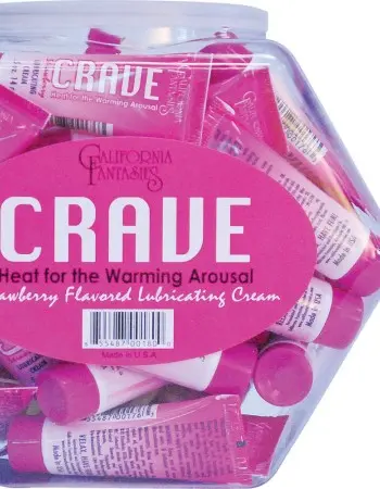 Crave Warming Lubricating Cream Strawberry Flavored 0.5 Oz Fishbowl 36 Count