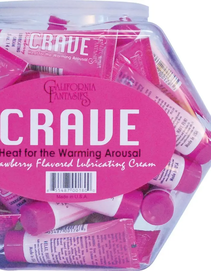 Crave Warming Lubricating Cream Strawberry Flavored 0.5 Oz Fishbowl 36 Count