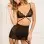 My Heart 2 Piece Lace-Top Garter Chemise  & G String Set - Black - Medium/large