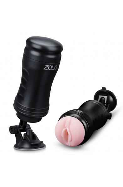 Zolo Solo Flesh Discreet Suction Mounted Masturbator - Black