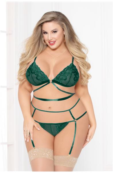 Lace Bra Set - Green - Queen Size