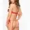 Applique Bra & Panty Set - Red - One Size
