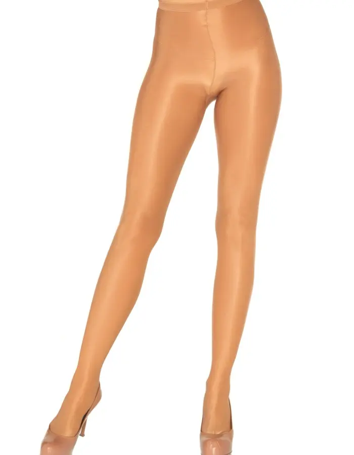 Opaque Sheer to Waist Pantyhose With Cotton Crotch - One Size - Beige