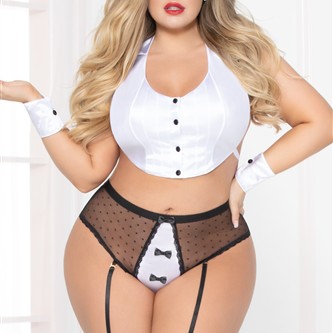 3-Piece Tuxedo Set - Queen Size - Black/white