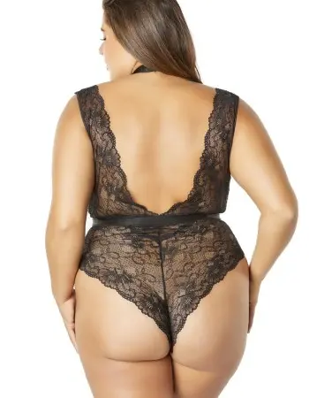 Soft Cup Teddy With Harness Choker - Black - 1x/2x