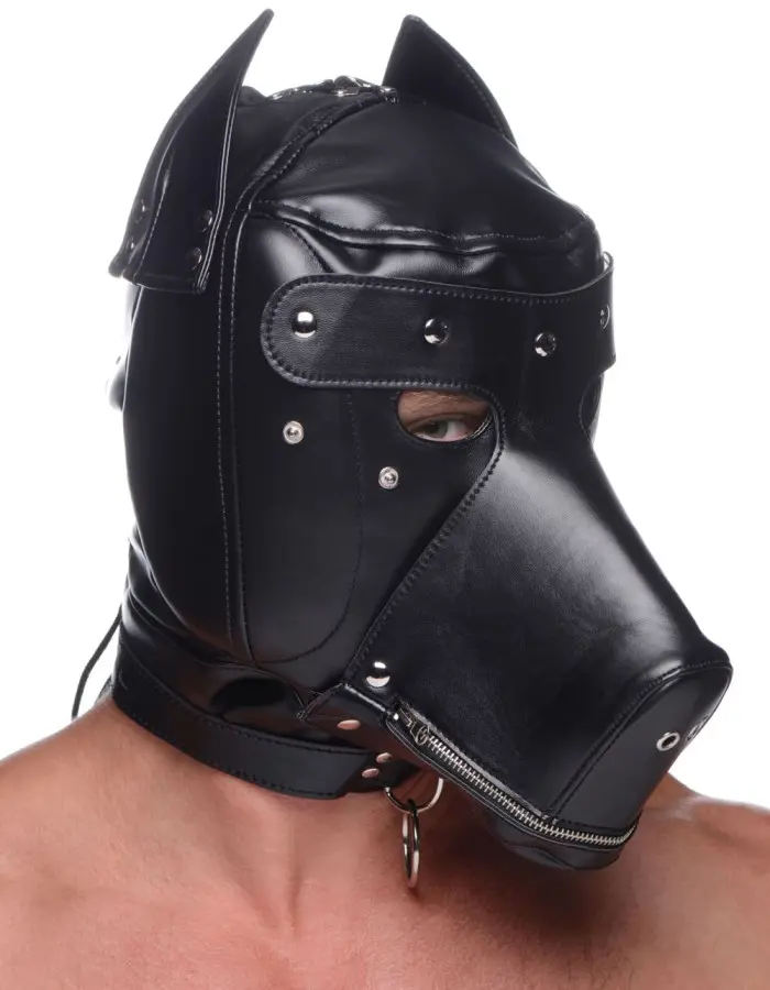 Muzzled Universal BDSM Hood With Removable Muzzle