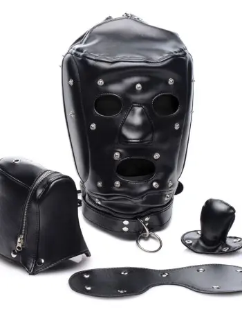 Muzzled Universal BDSM Hood With Removable Muzzle