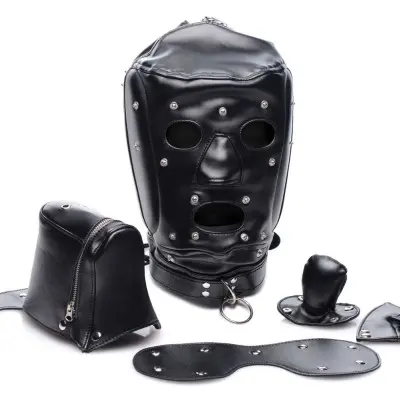 Muzzled Universal BDSM Hood With Removable Muzzle