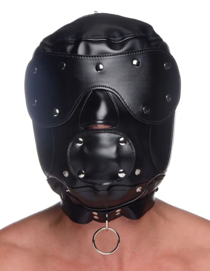 Muzzled Universal BDSM Hood With Removable Muzzle