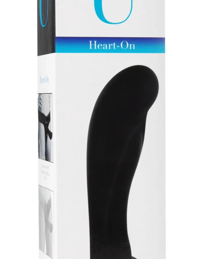 Heart on Silicone Harness Dildo - Black