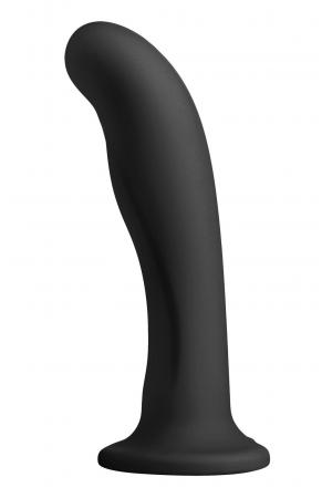 Heart on Silicone Harness Dildo - Black