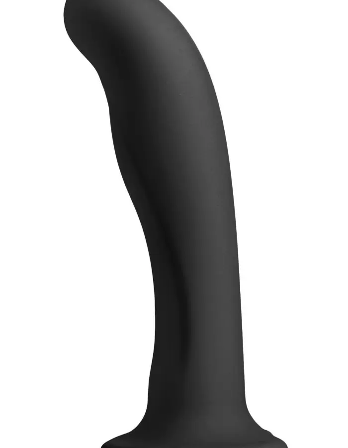 Heart on Silicone Harness Dildo - Black