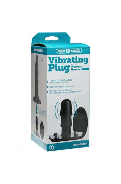 Vac-U-Lock - Vibrating Plug With Snaps & Wireless Remote - Black