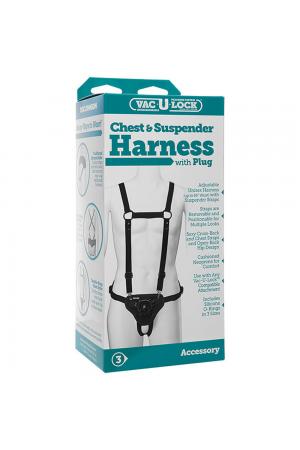 Vac-U-Lock - Chest & Suspender Harness With Plug  - Black