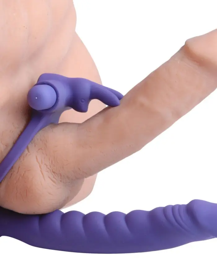 Double Delight Dual Insertion Vibrating  Rabbit Cock Ring