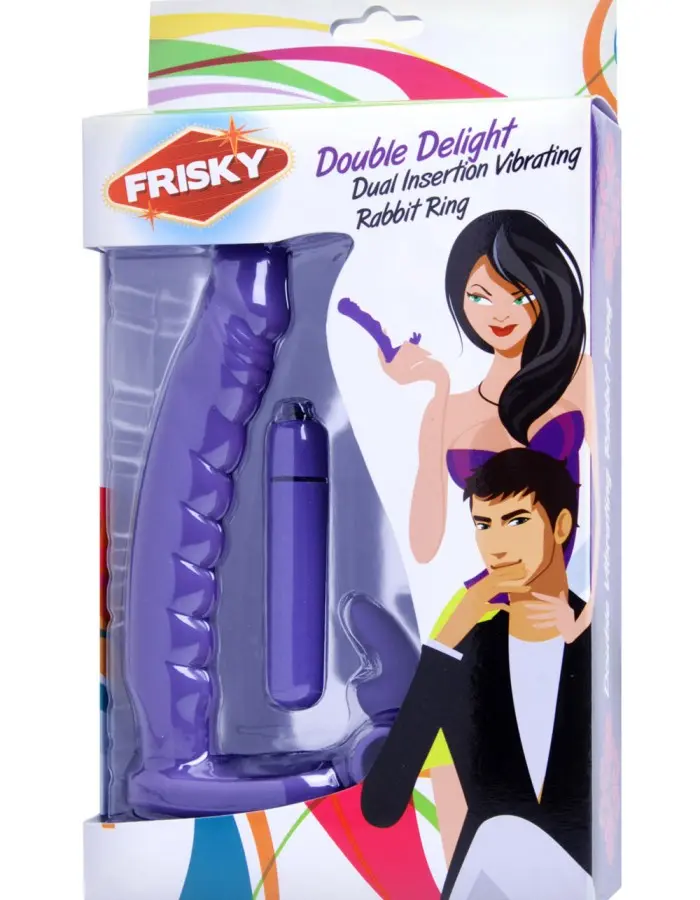 Double Delight Dual Insertion Vibrating  Rabbit Cock Ring