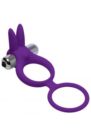 Throbbin Hopper Cock and Ball Ring With  Vibrating Clit Stimulator - Purple