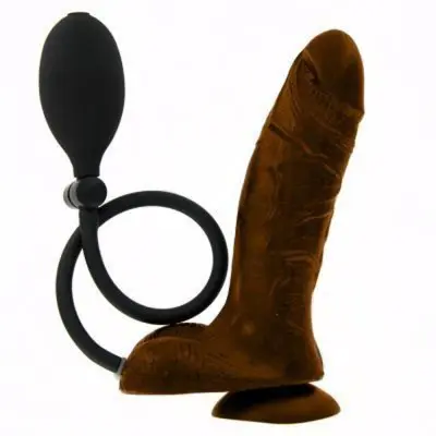 Inflatable Suction Cup Dildo - Brown