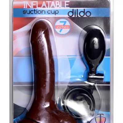 Inflatable Suction Cup Dildo - Brown