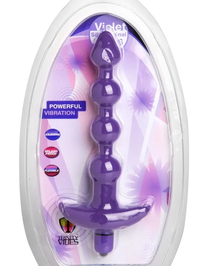 Violet Vibrating Silicone Anal Beads