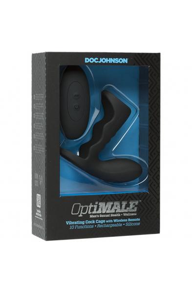 Optimale - Vibrating Cock Cage With Wireless  Remote - Rechargeable - Silicone - Black