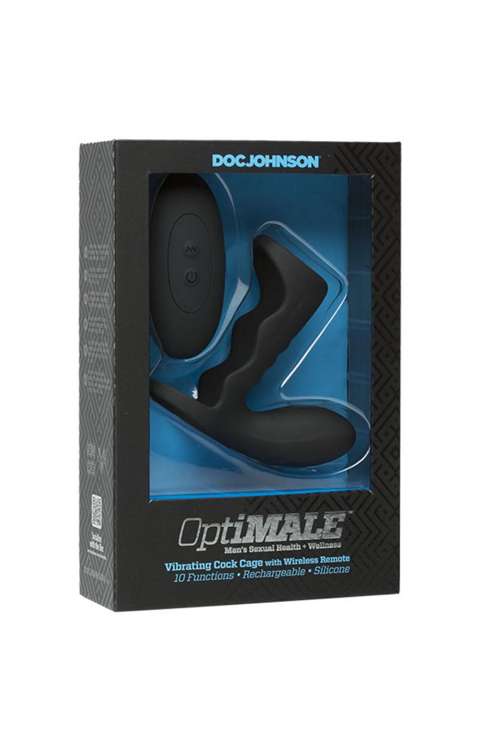 Optimale - Vibrating Cock Cage With Wireless Remote - Rechargeable -  Silicone - Black