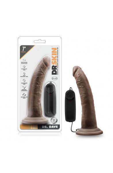 Dr. Skin - Dr. Dave - 7 Inch Vibrating Cock With Suction Cup - Chocolate