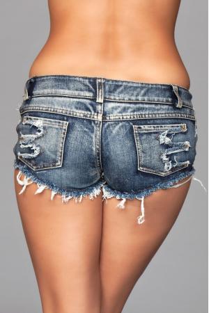 Medium Wash Denim Shorts With Distressed Details on Front and Back Pockets - Medium