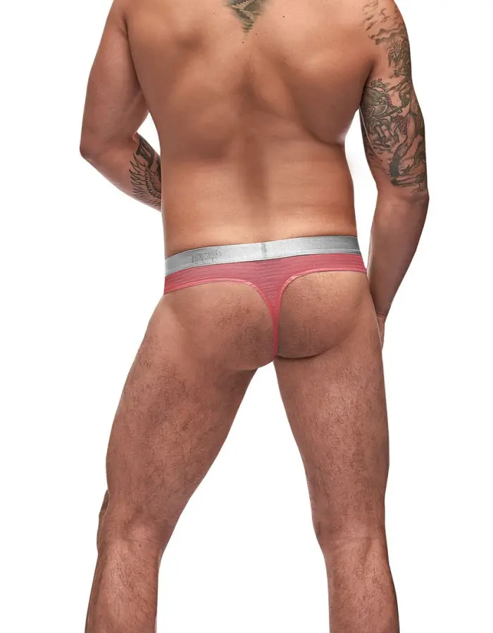 Mesh Rib Bong Thong - Pink - L/xl