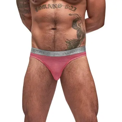 Mesh Rib Bong Thong - Pink - L/xl
