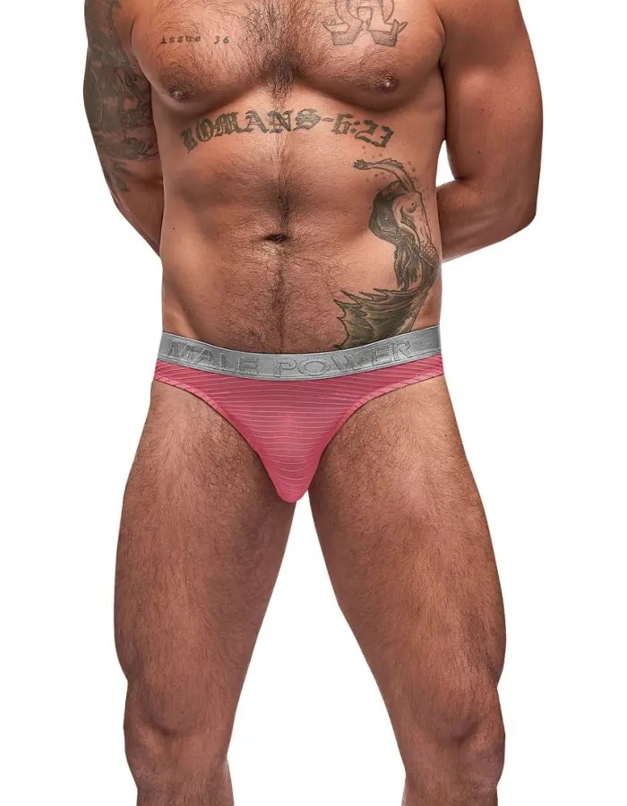 Mesh Rib Bong Thong - Pink - L/xl