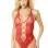 Soft Lace Teddy With Fixed Front Lace Up Detail and Cheeky Back - Red - One Size